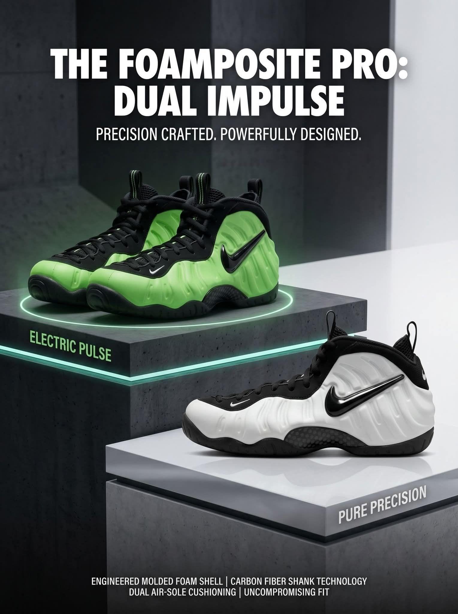 Nike Foamposite Pro「Dual Impulse」|绿白双煞,复古科幻杀疯了
